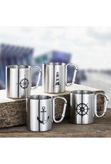 Edelstahl Thermo Trinkbecher mit Karabinerhenkel 4-tlg Set 162634