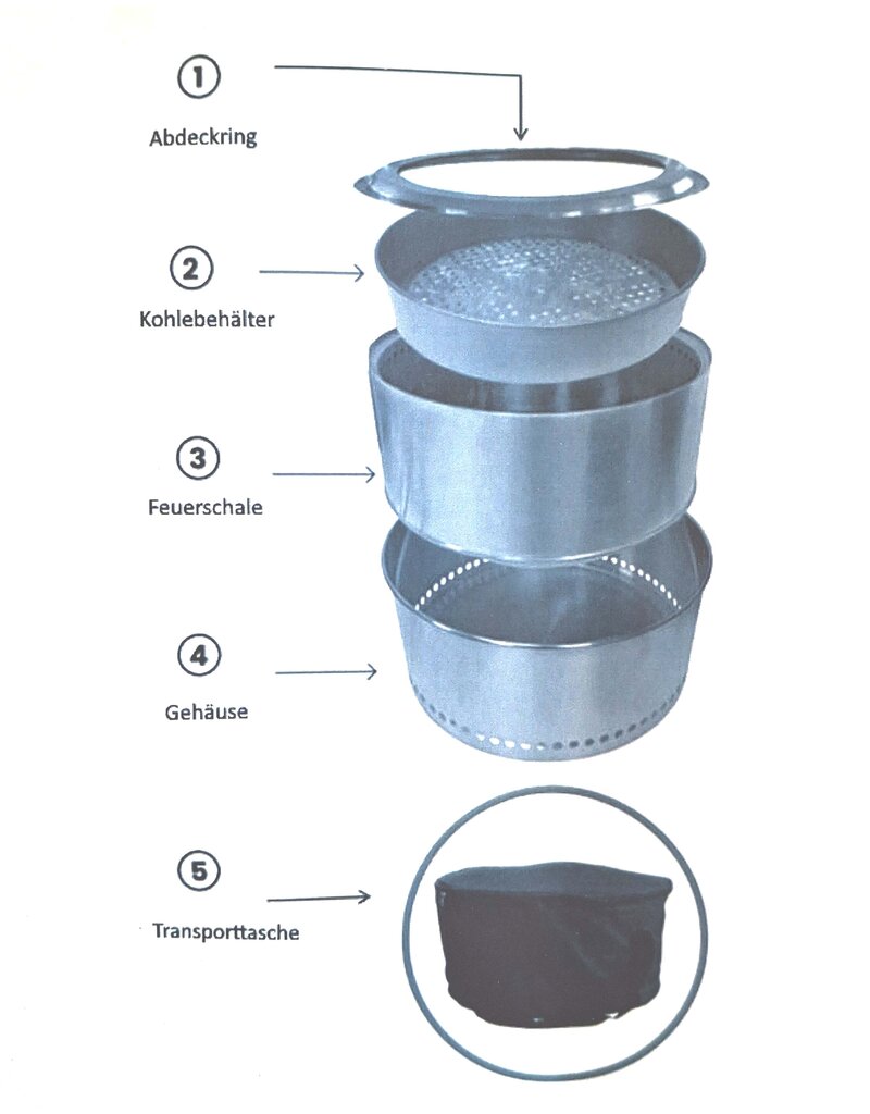 Feuerstelle Feuerschale Edelstahl anthrazit raucharm Höhe 36cm 2741-02