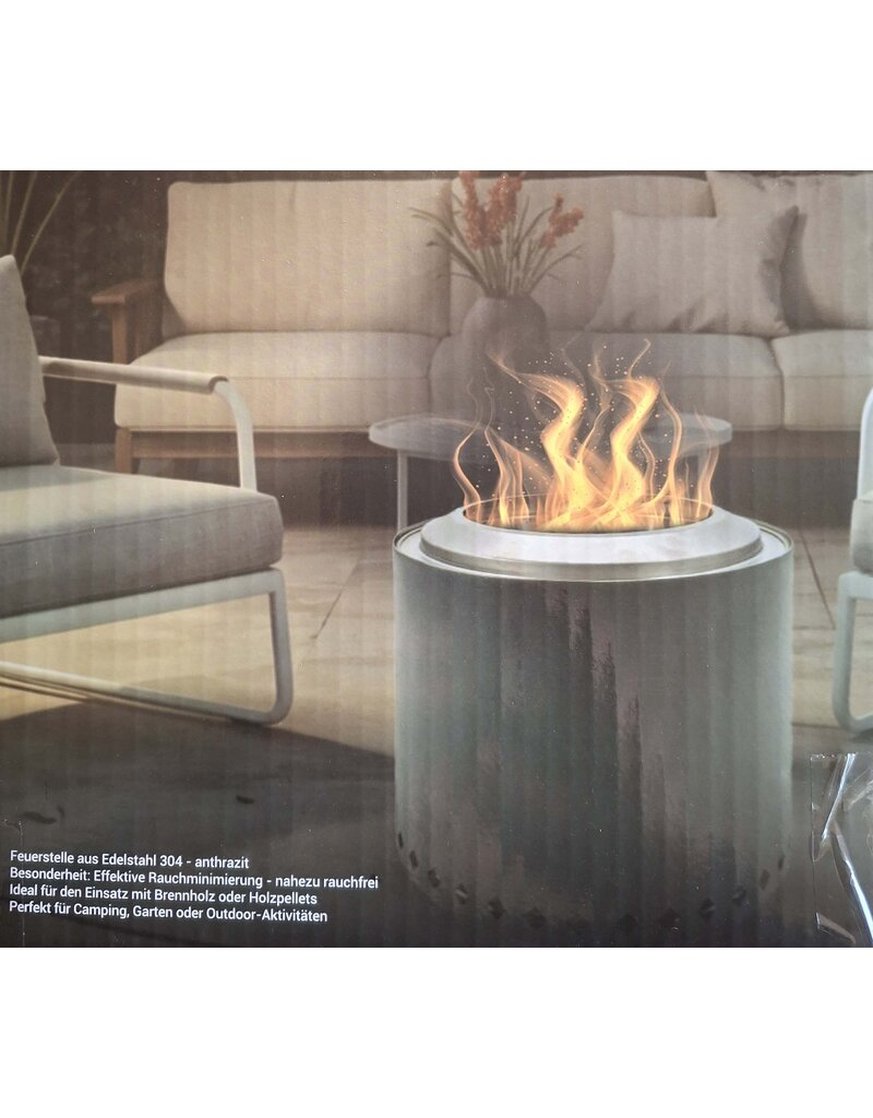 Feuerstelle Feuerschale Feuerring Edelstahl anthrazit raucharm Höhe 28cm 2742-02