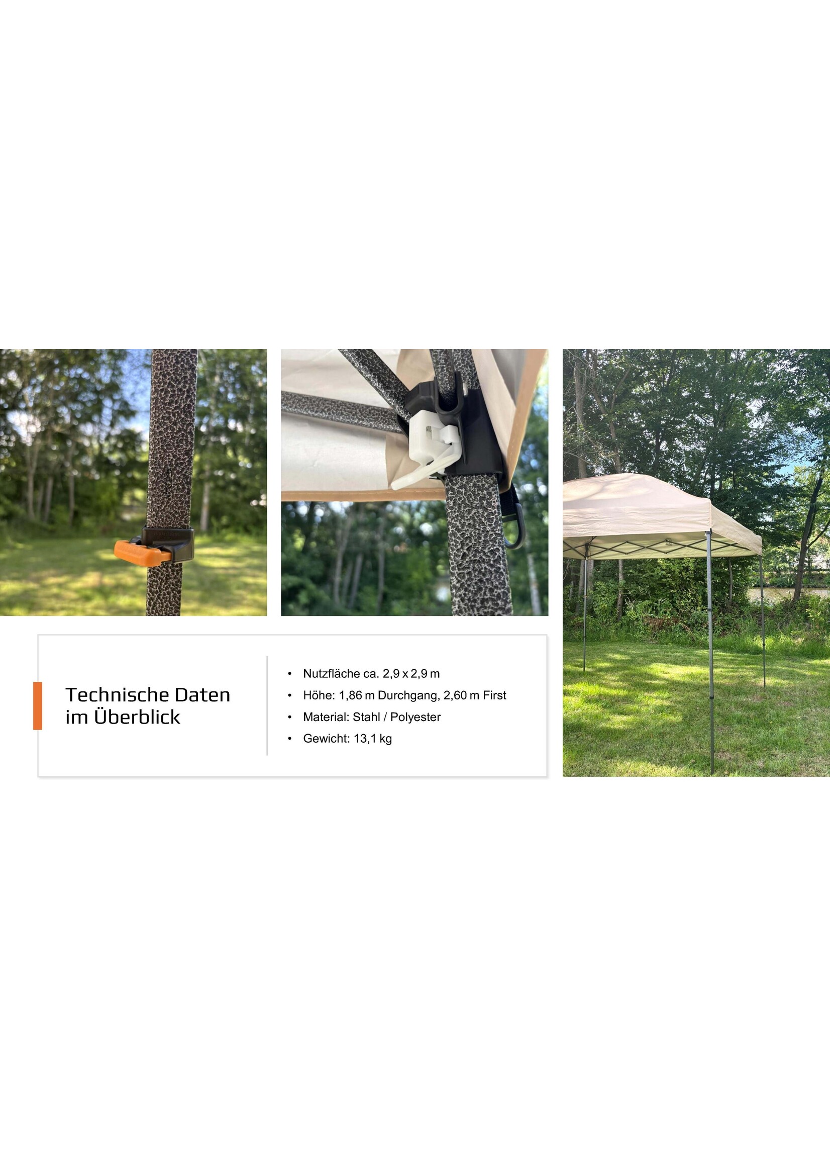 Kompakt Pavillon Faltpavillon 3x3 m khaki 2770