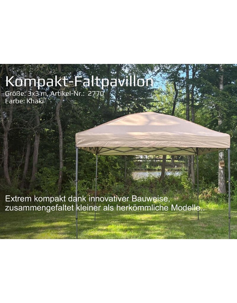 Kompakt Pavillon Faltpavillon 3x3 m khaki 2770
