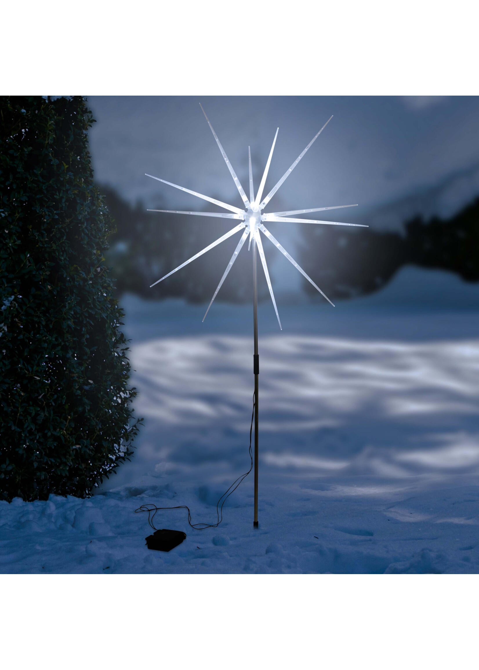 LED Gartenstecker Polar Stern kaltweiss Batteriebetrieb Timer Höhe 95cm 76477