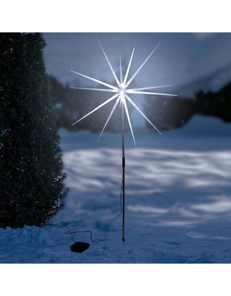 LED Gartenstecker Polar Stern kaltweiss Batteriebetrieb Timer Höhe 95cm 76477