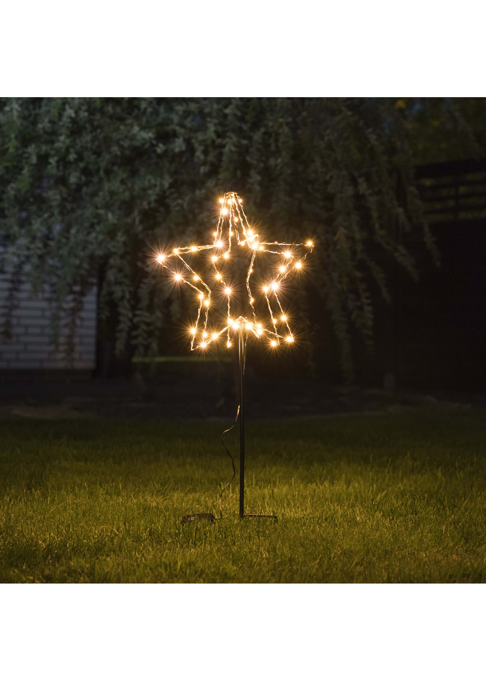 LED Metall Gartenstecker Sterne mit 52LEDs warmweiss Batteriebetrieb 76496