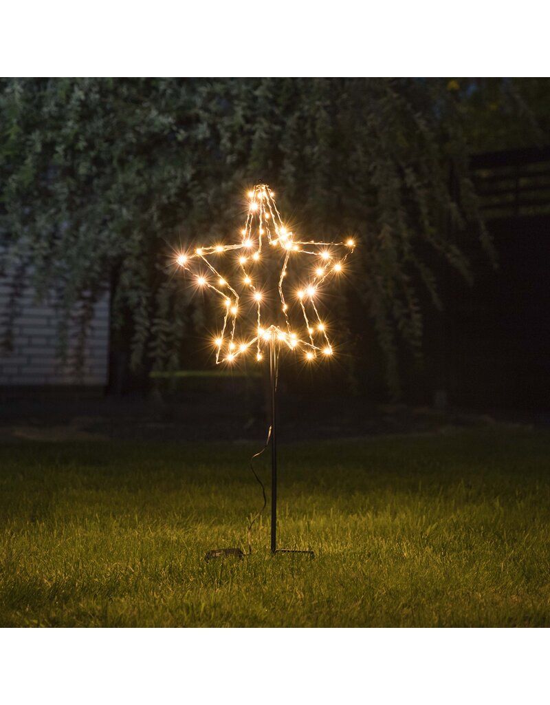 LED Metall Gartenstecker Sterne mit 52LEDs warmweiss Batteriebetrieb 76496