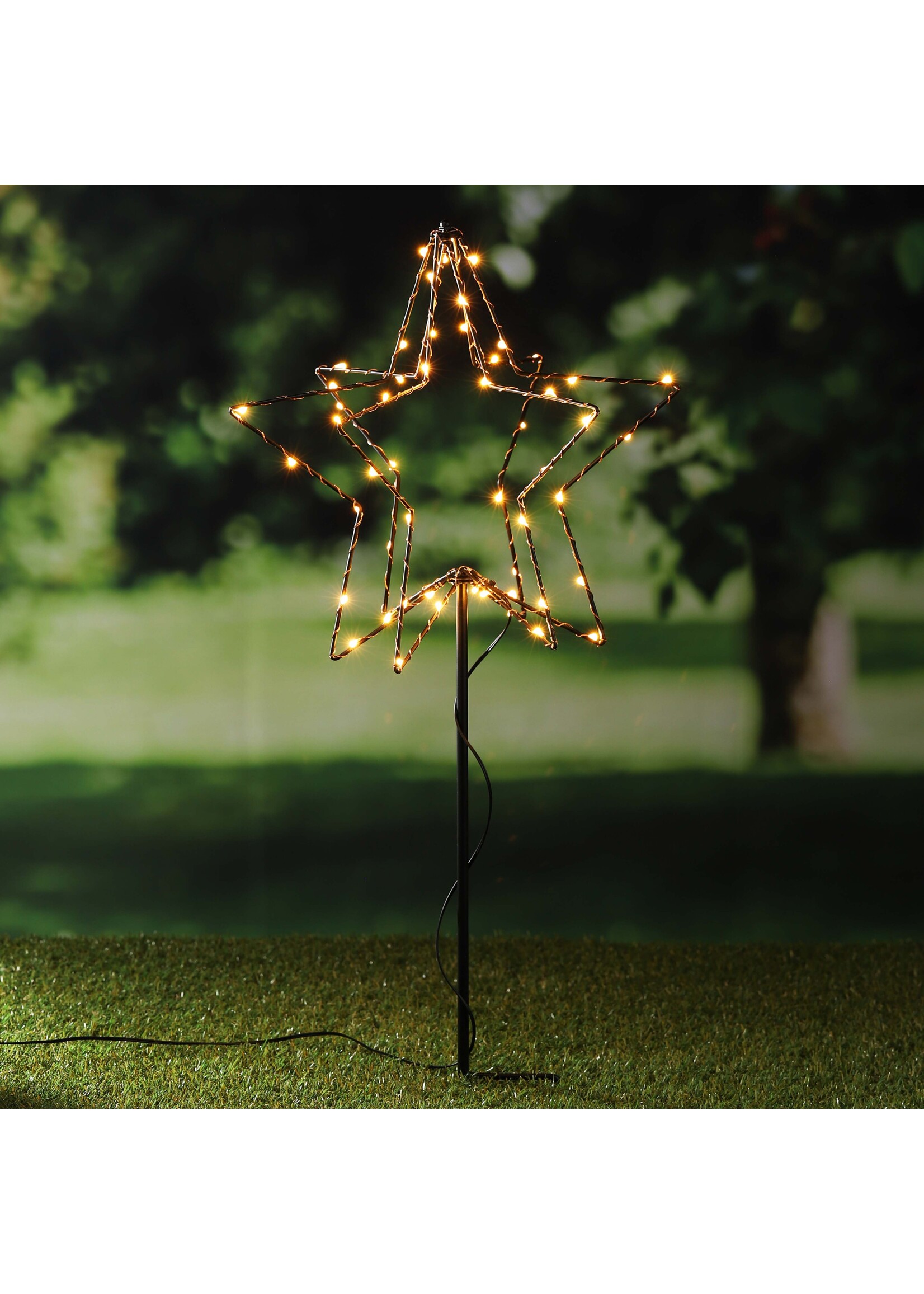 LED Metall Gartenstecker Sterne mit 52LEDs warmweiss Batteriebetrieb 76496