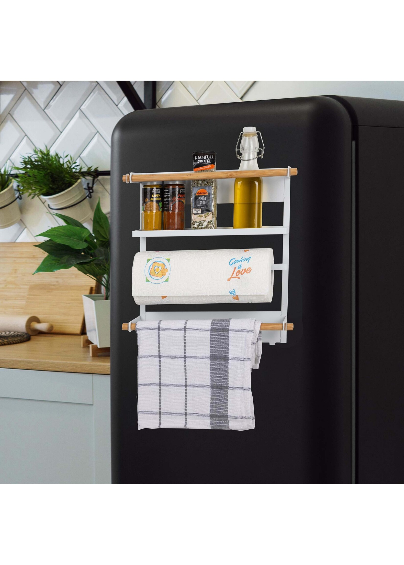 Küchenregal magnetisch für Gewürze Küchenrolle 13102