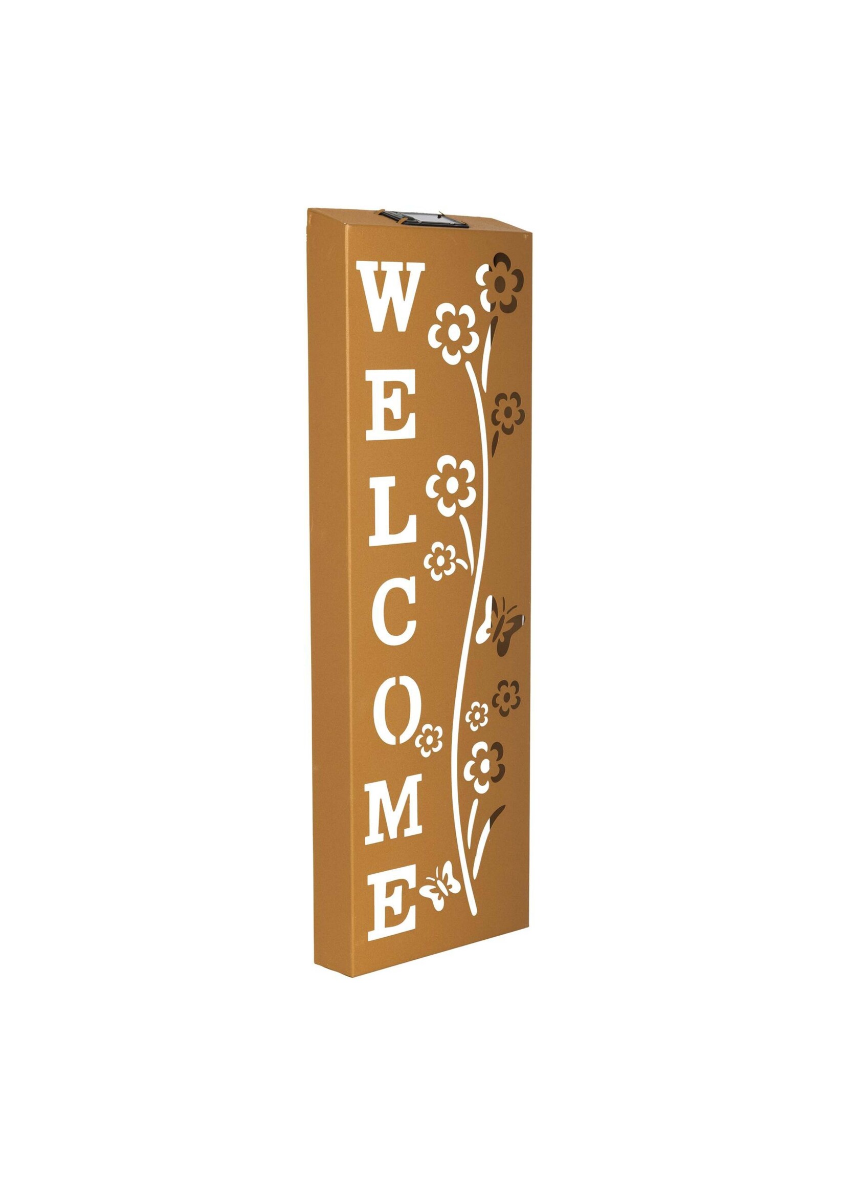 Solar LED Wandbeleuchtung WELCOME aus Metall Höhe 61,5cm 70552