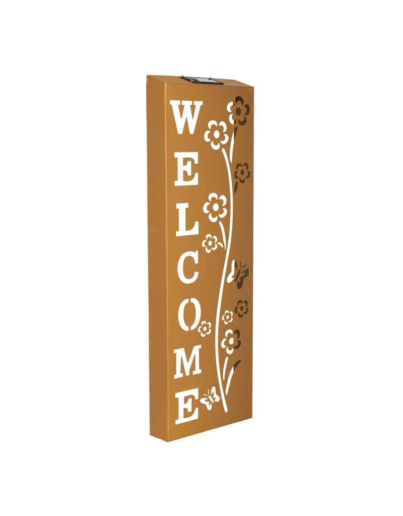 Solar LED Wandbeleuchtung WELCOME aus Metall Höhe 61,5cm 70552