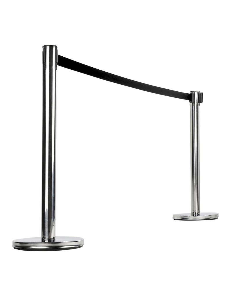 Absperrpfosten Edelstahl 2er Set schwarzer Gurt 200cm 95197