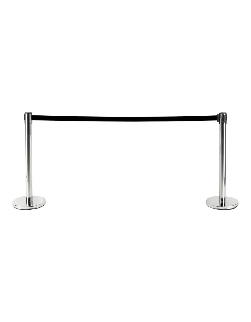 Absperrpfosten Edelstahl 2er Set schwarzer Gurt 200cm 95197