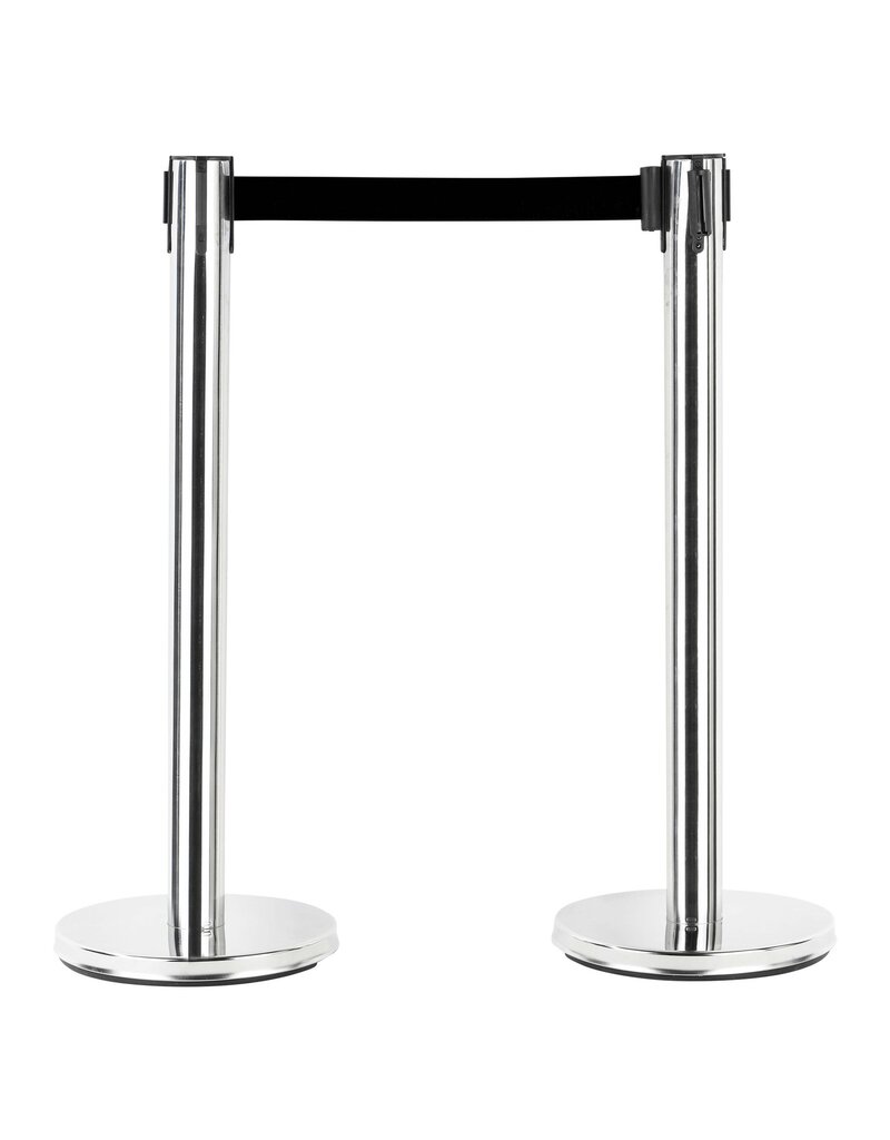 Absperrpfosten Edelstahl 2er Set schwarzer Gurt 200cm 95197