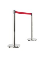 Absperrpfosten Edelstahl 2er Set roter Gurt 200cm 95198