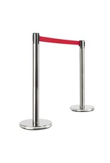 Absperrpfosten Edelstahl 2er Set roter Gurt 200cm 95198