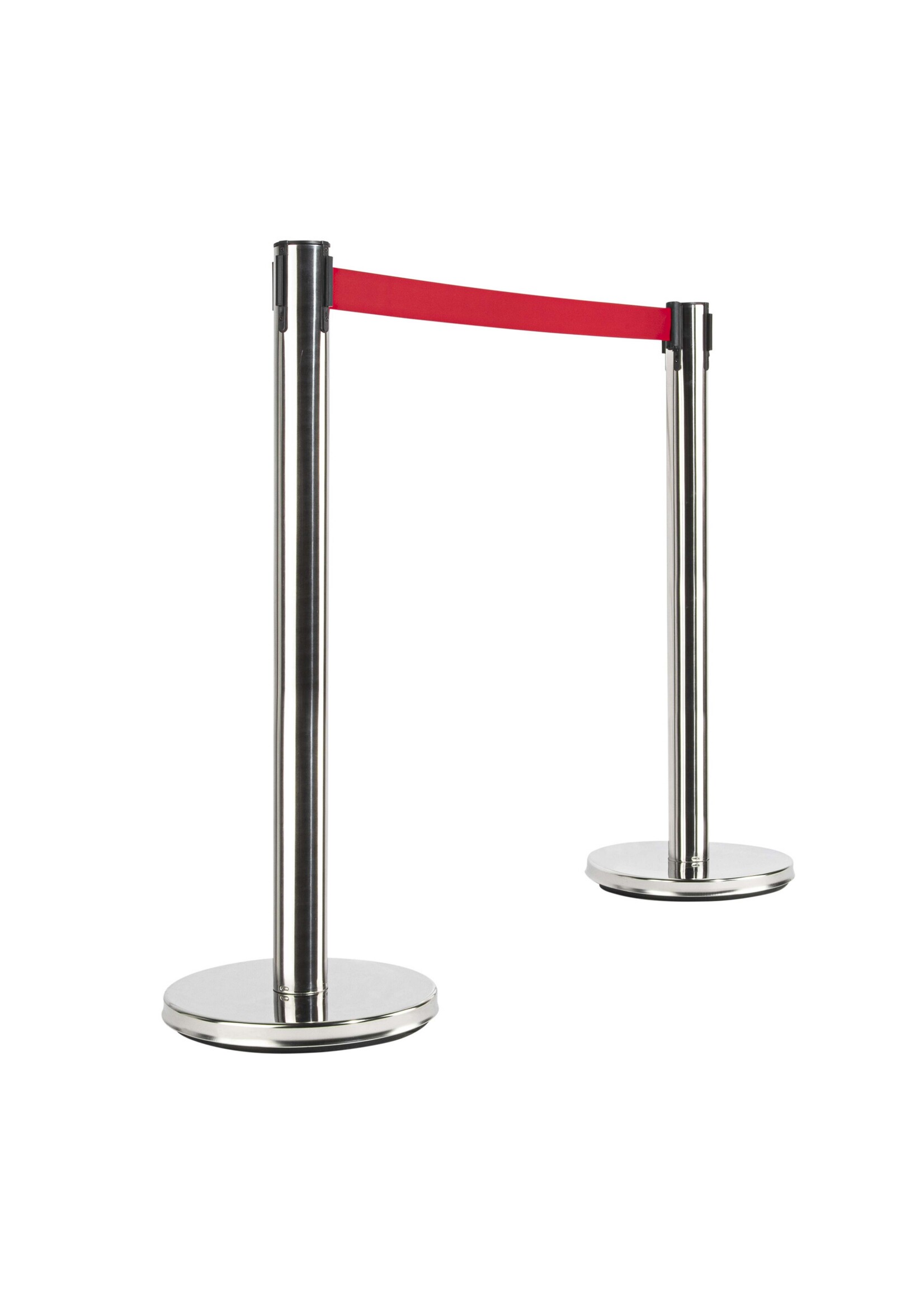 Absperrpfosten Edelstahl 2er Set roter Gurt 200cm 95198