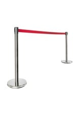 Absperrpfosten Edelstahl 2er Set roter Gurt 200cm 95198