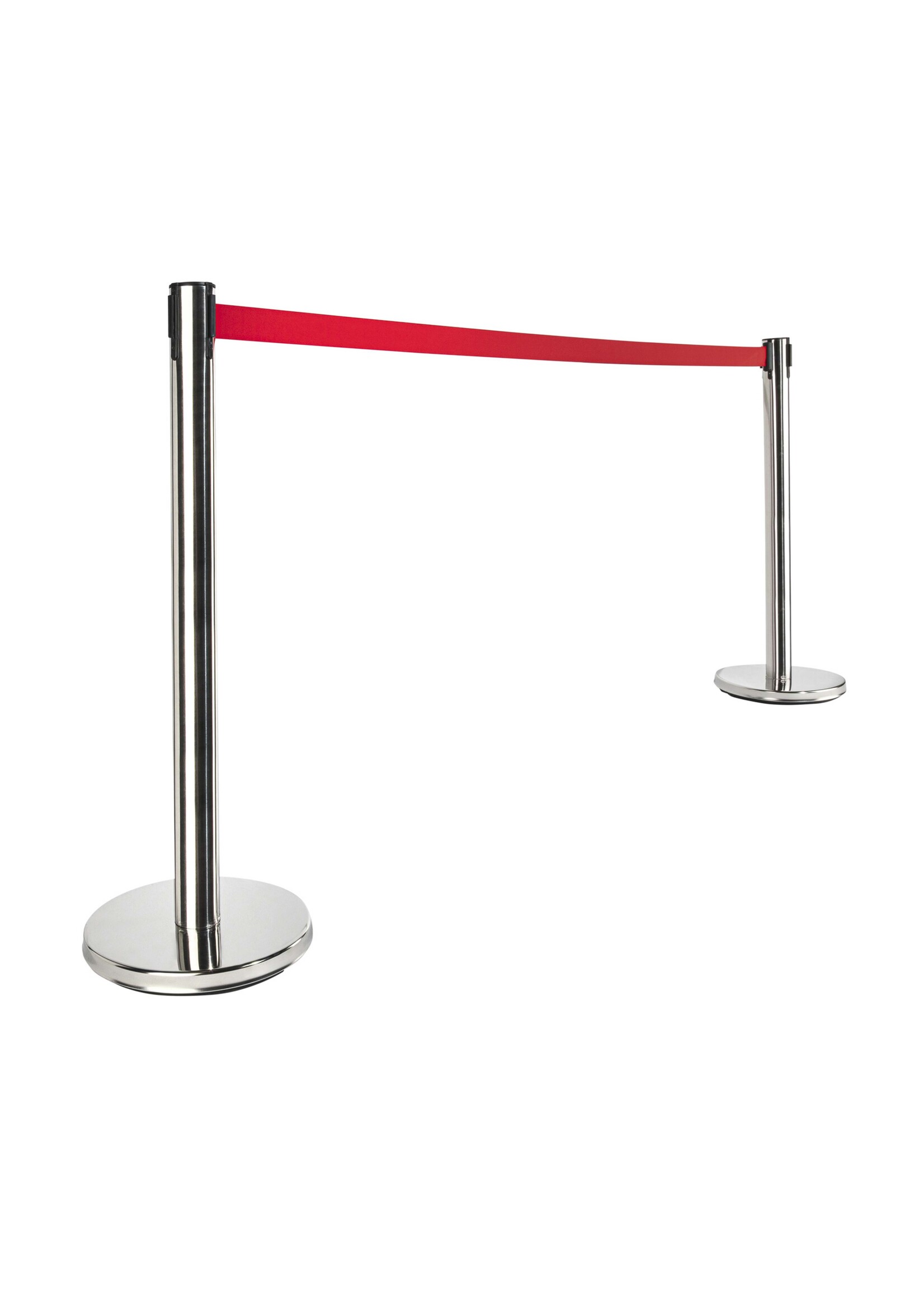 Absperrpfosten Edelstahl 2er Set roter Gurt 200cm 95198