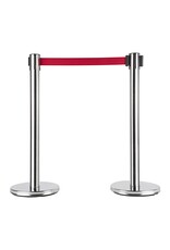 Absperrpfosten Edelstahl 2er Set roter Gurt 200cm 95198