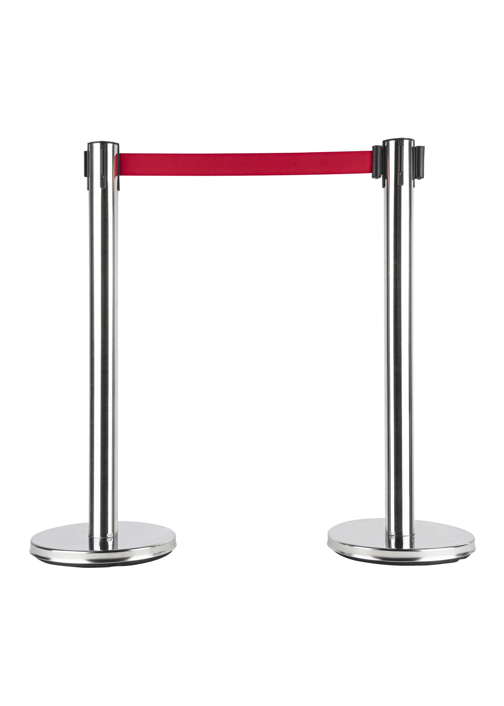 Absperrpfosten Edelstahl 2er Set roter Gurt 200cm 95198