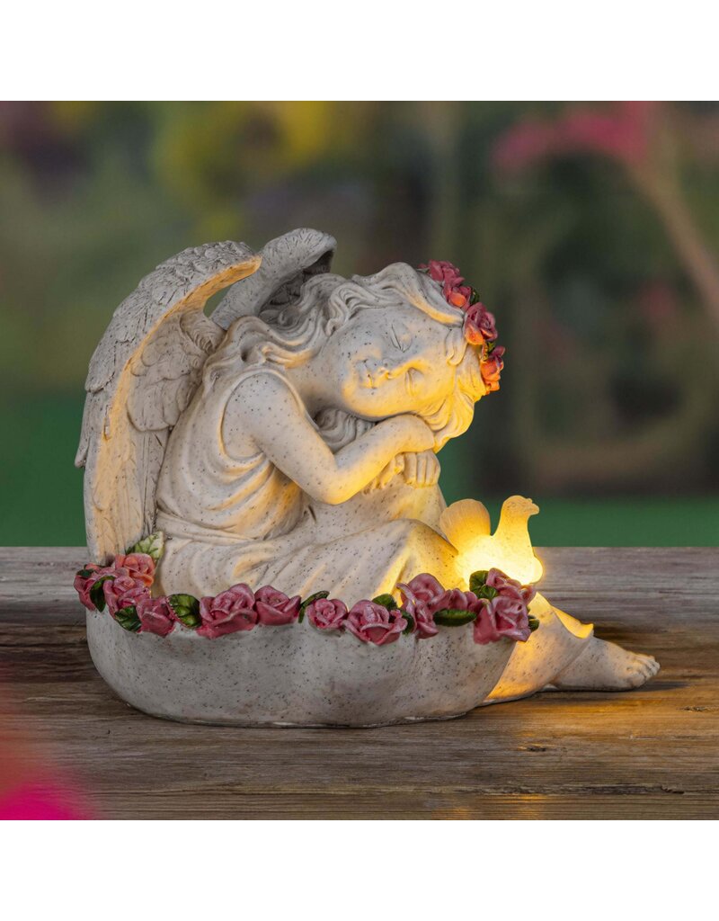 Solar Engel mit beleuchtetem Vogel 70138