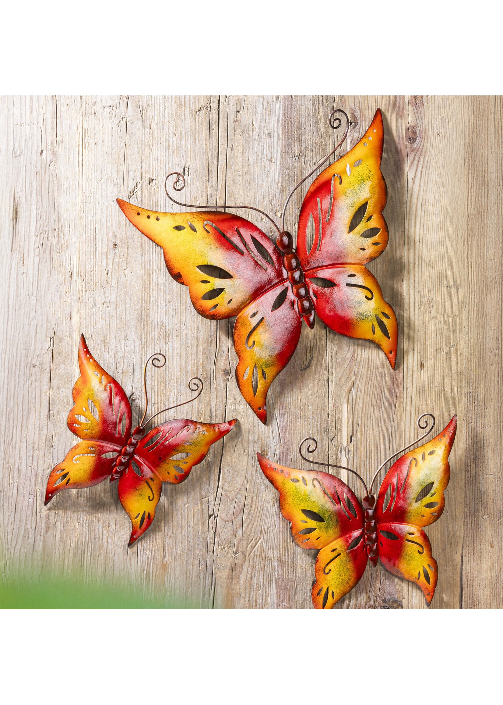 Schmetterling Wanddeko 3er Set aus Metall 70545