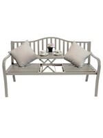 Gartenbank Bank aus Metall taupe mit integriertem Tisch 150cm 2466-01
