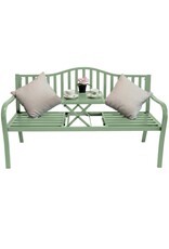 Gartenbank Bank aus Metall grün mit integriertem Tisch 150cm 2466-02