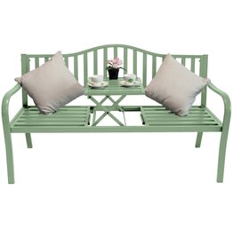 Gartenbank Bank aus Metall grün mit integriertem Tisch 150cm 2466-02