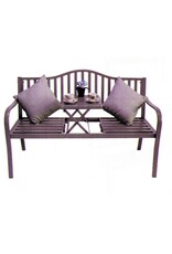 Gartenbank Bank aus Metall anthrazit mit integriertem Tisch 150cm 2466