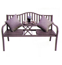 Gartenbank Bank aus Metall anthrazit mit integriertem Tisch 150cm 2466