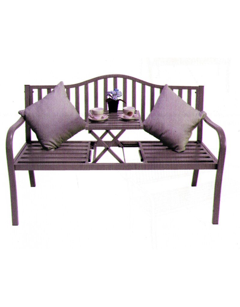 Gartenbank Bank aus Metall anthrazit mit integriertem Tisch 150cm 2466