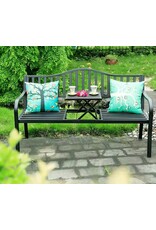 Gartenbank Bank aus Metall anthrazit mit integriertem Tisch 150cm 2466