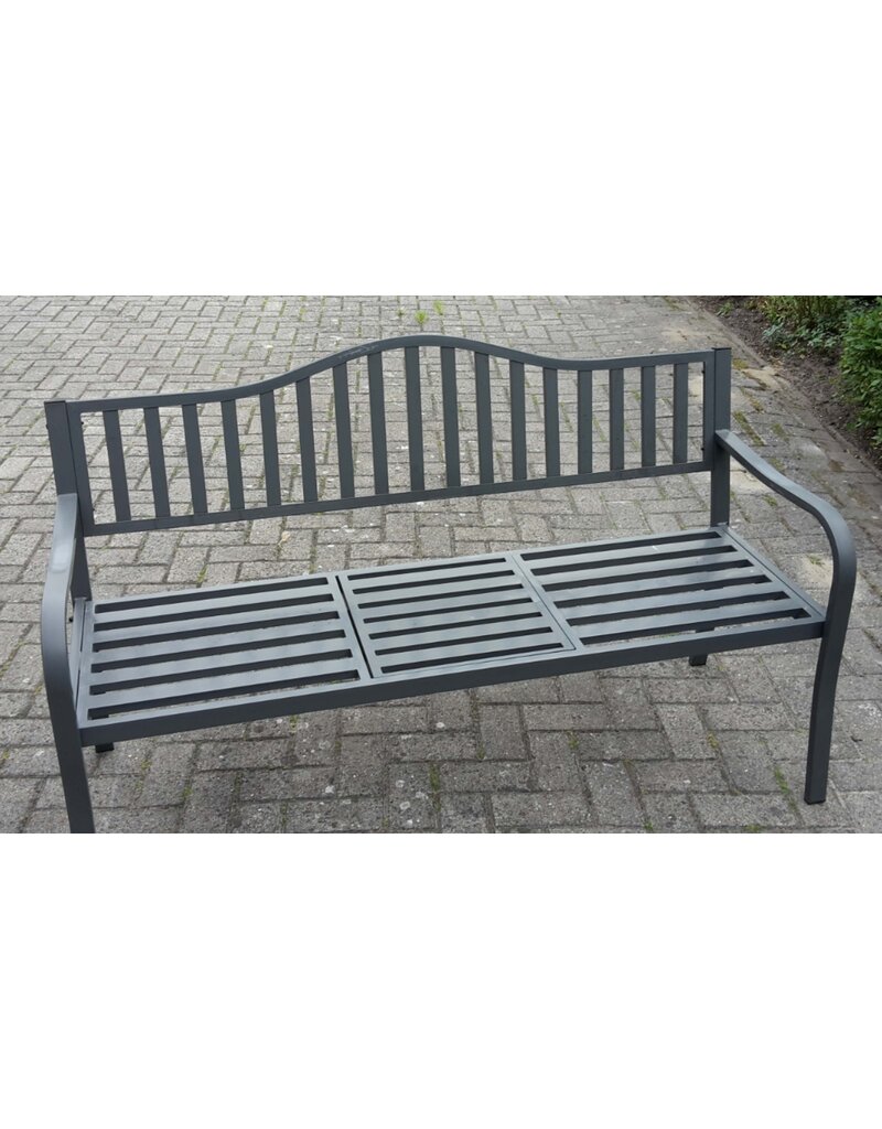 Gartenbank Bank aus Metall anthrazit mit integriertem Tisch 150cm 2466