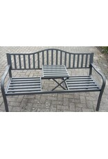Gartenbank Bank aus Metall anthrazit mit integriertem Tisch 150cm 2466