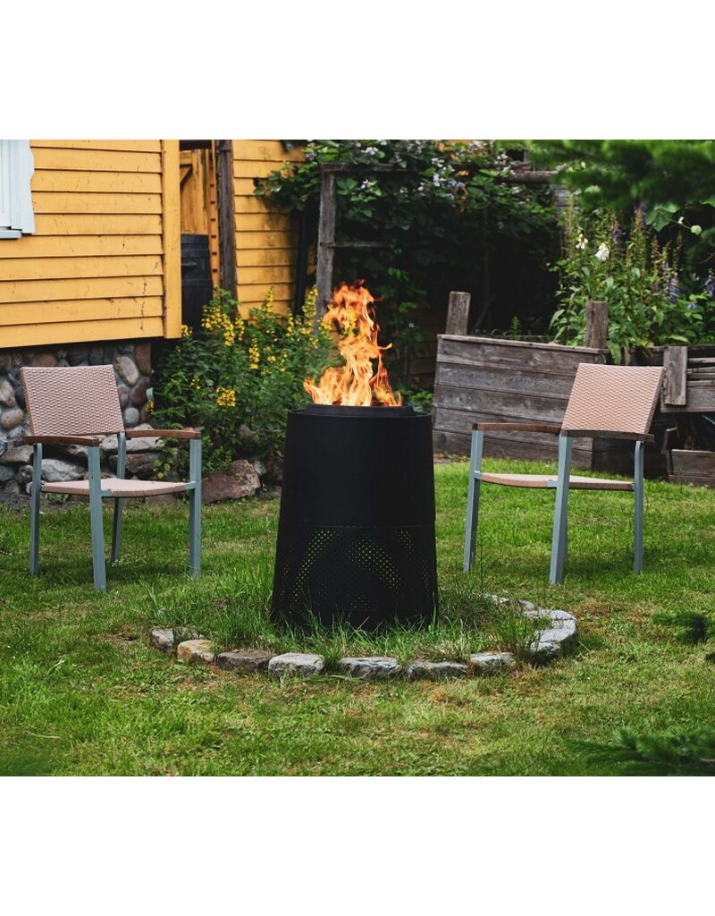 Feuerfass schwarz doppelwandig raucharm D58xH74cm 2781
