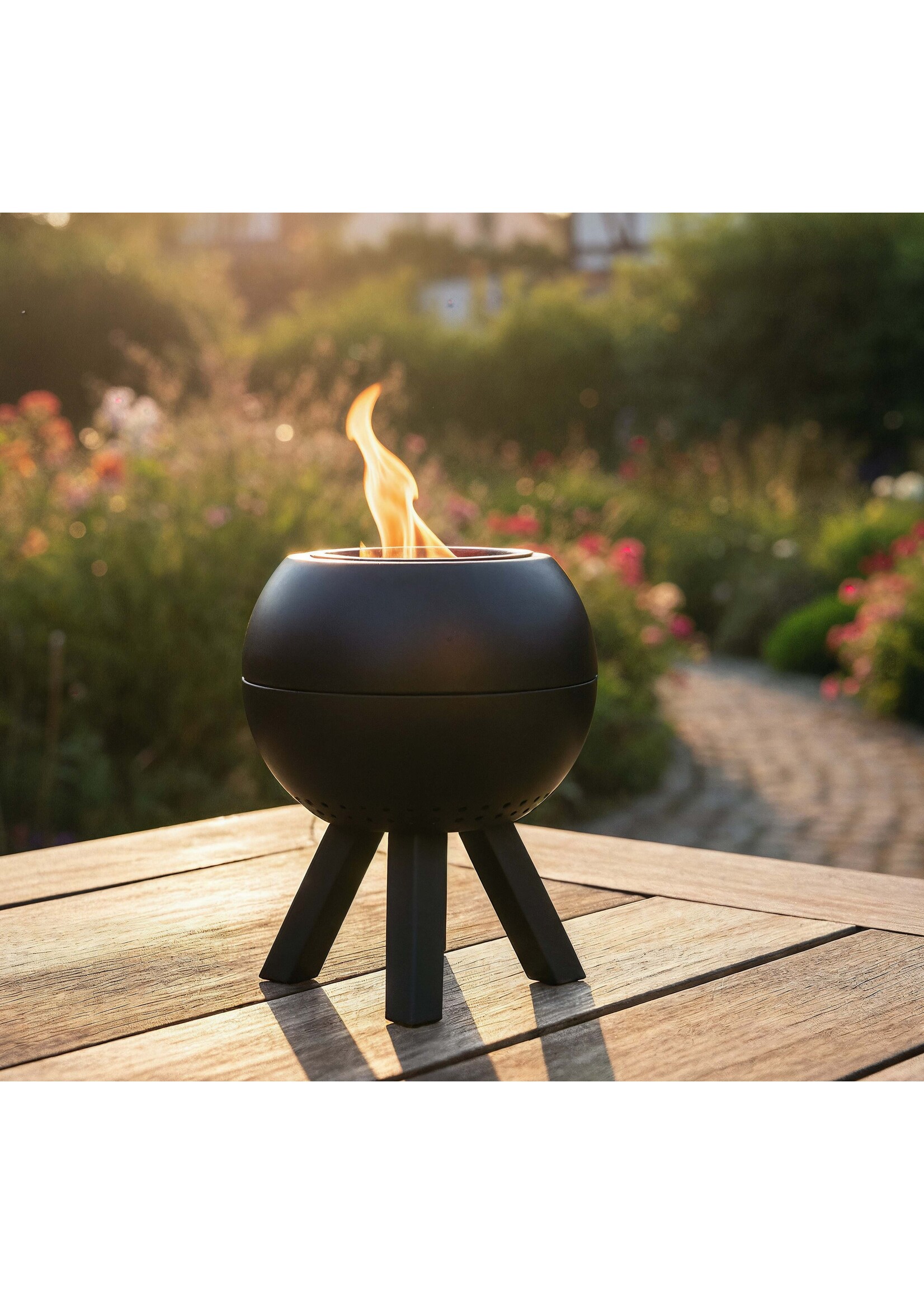 Tischfeuer schwarz D22xH27cm doppelwandig raucharm 2783-01