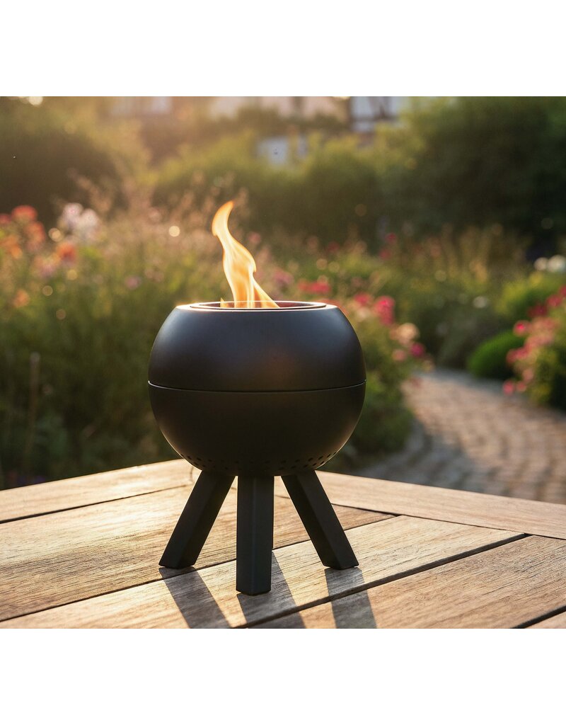 Tischfeuer schwarz D22xH27cm doppelwandig raucharm 2783-01