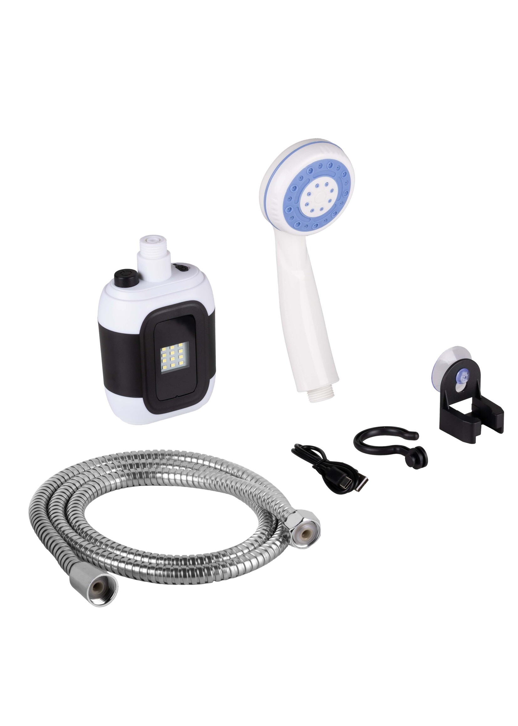 Camping Dusche mit Pumpe Schlauch und Duschkopf aufladbar 60374