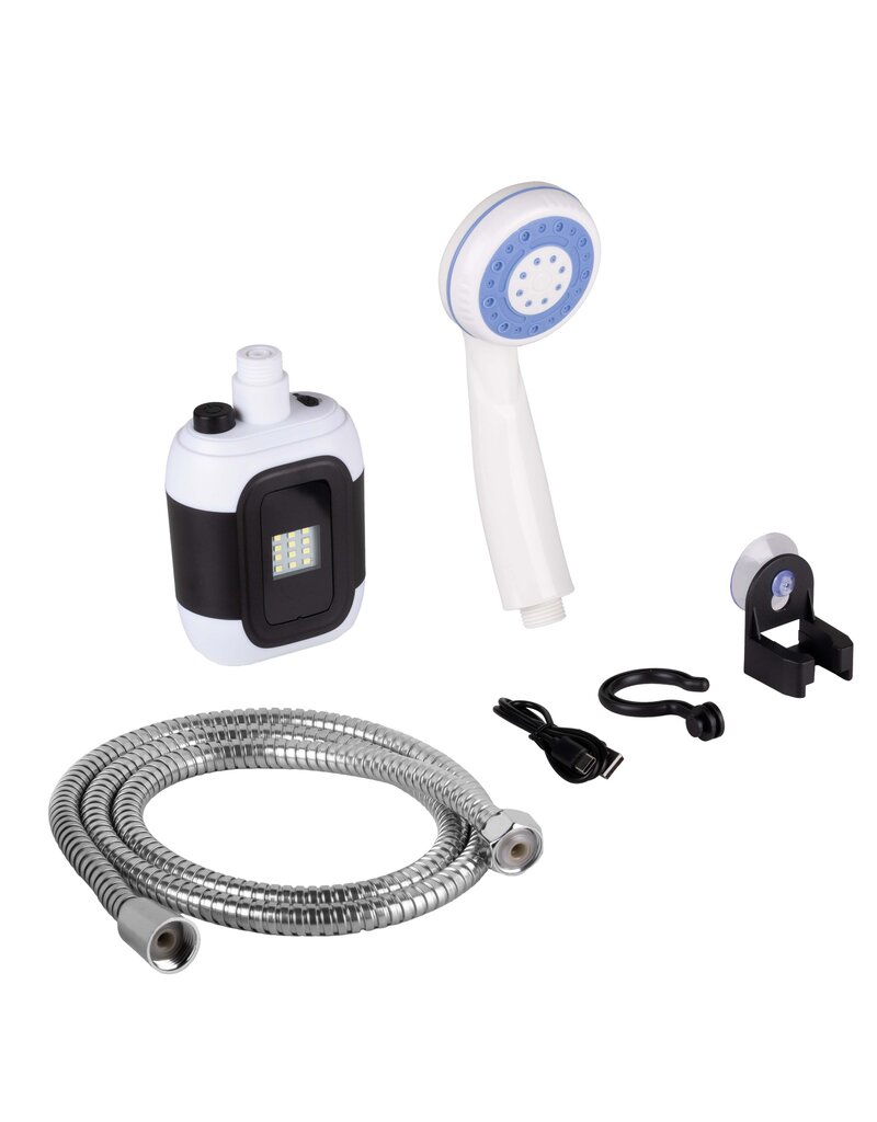 Camping Dusche mit Pumpe Schlauch und Duschkopf aufladbar 60374
