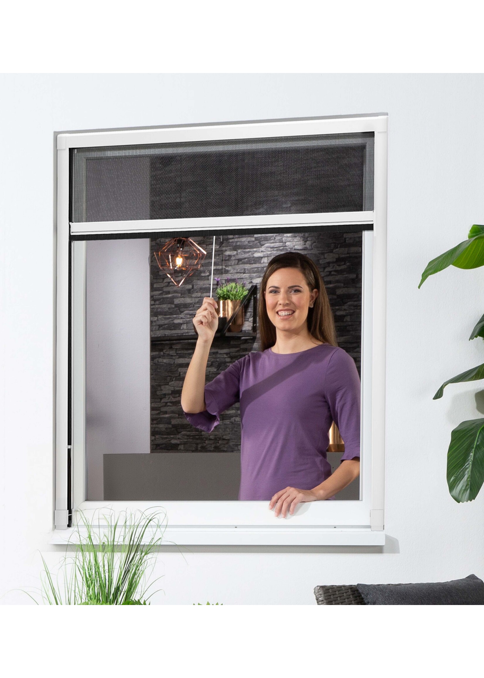 Fenster Insektenschutz Rollo 125x150cm kürzbar weiss 102220101-VH