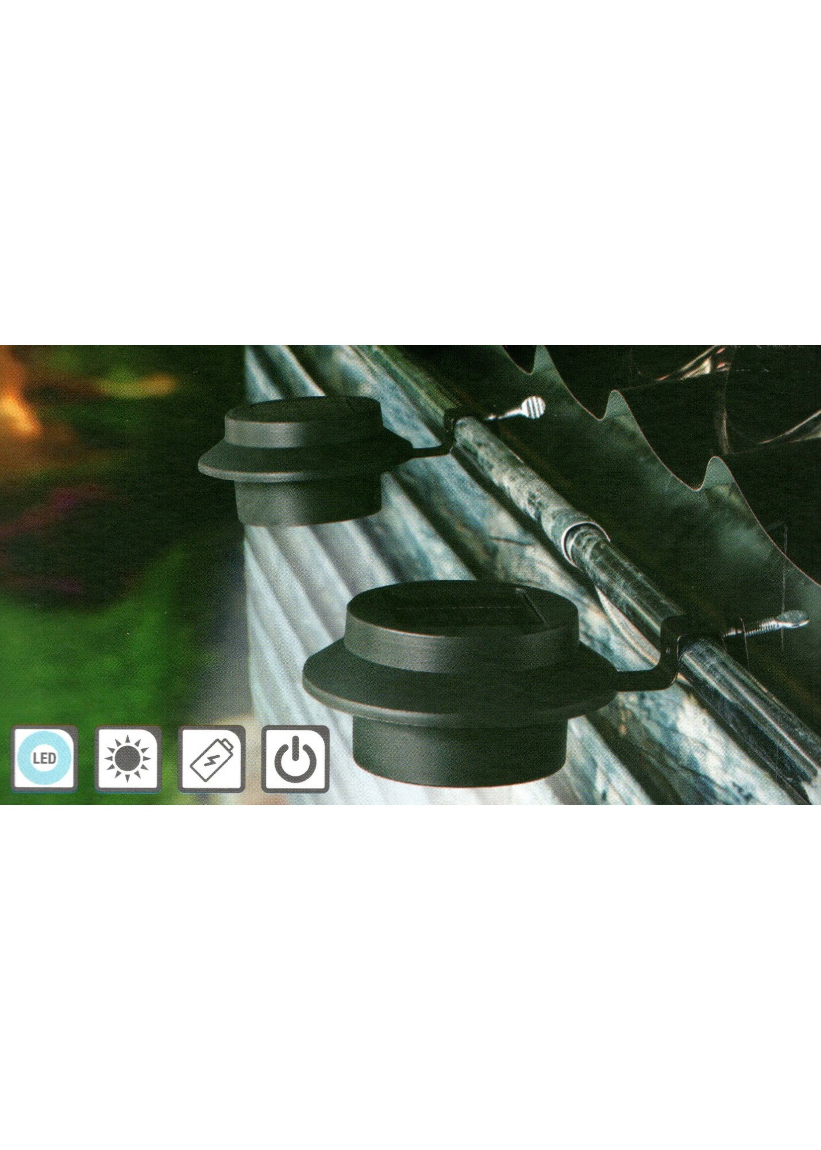 LED Solarleuchten Solarstrahler Solarlampen für Dachrinnen 2er schwarz 70193