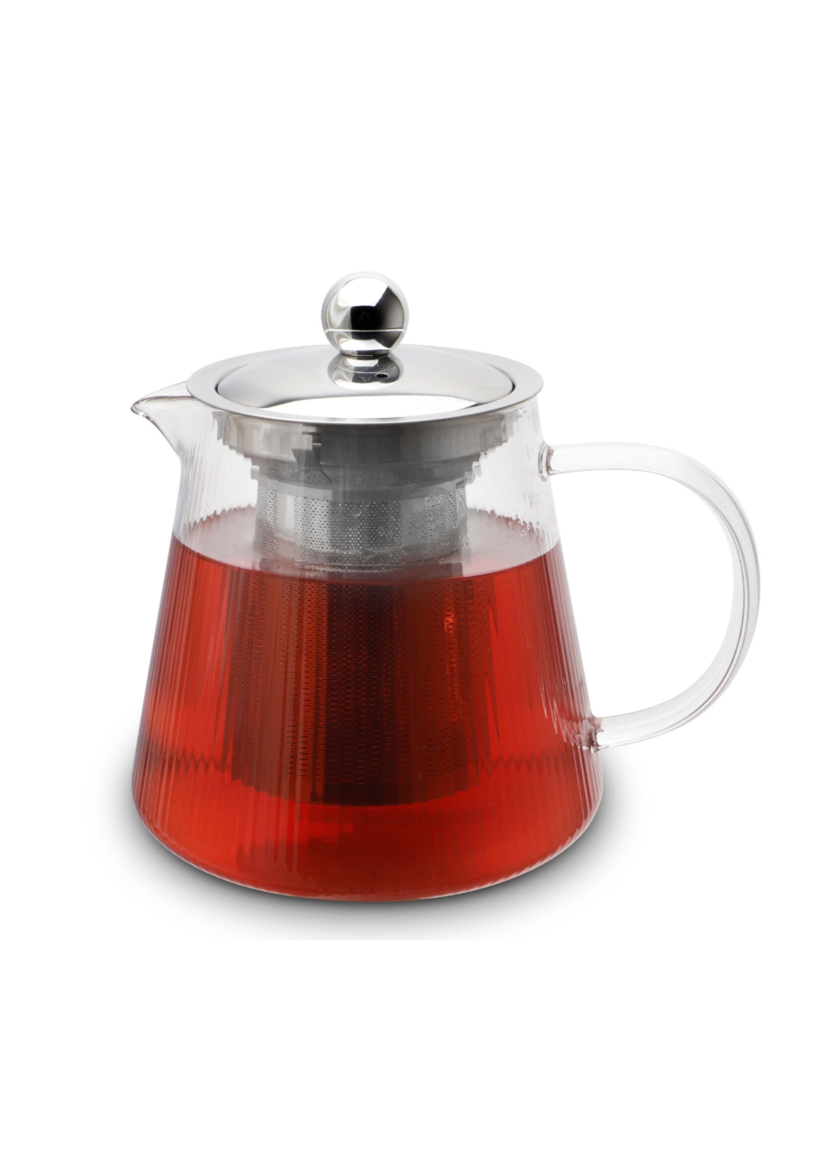 Weis 17058 Teekanne aus Borosilikatglas gerillt mit Teefilter 800ml