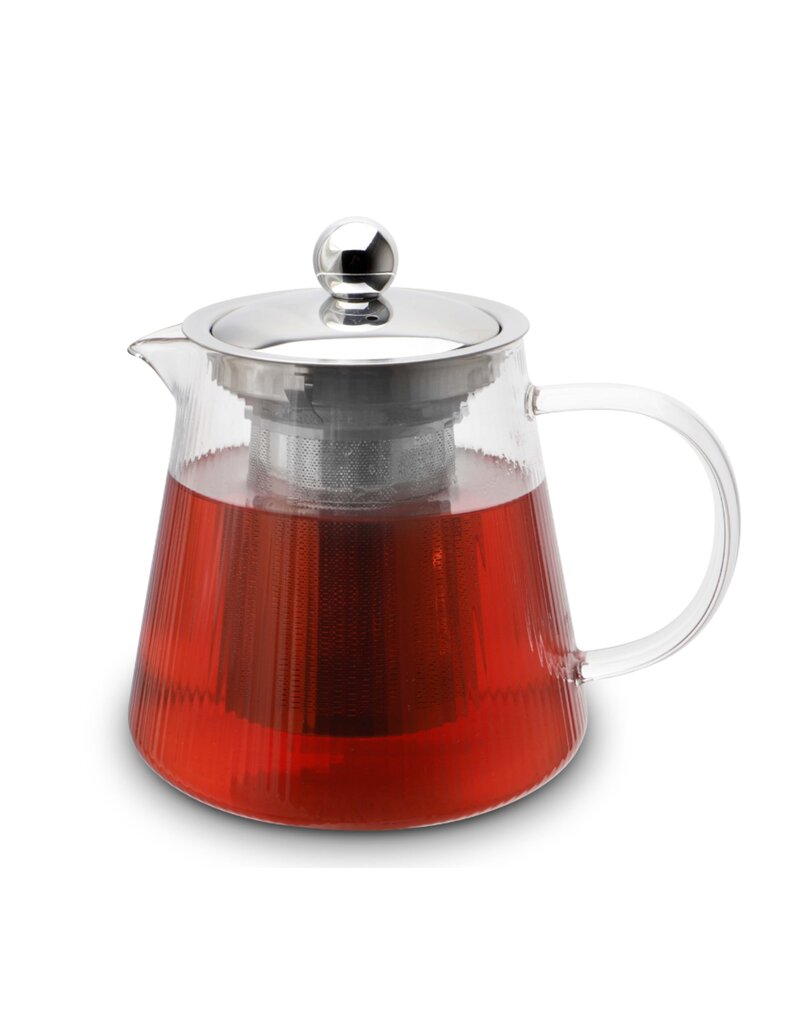 Weis 17058 Teekanne aus Borosilikatglas gerillt mit Teefilter 800ml