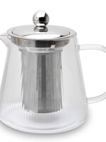 Weis 17058 Teekanne aus Borosilikatglas gerillt mit Teefilter 800ml