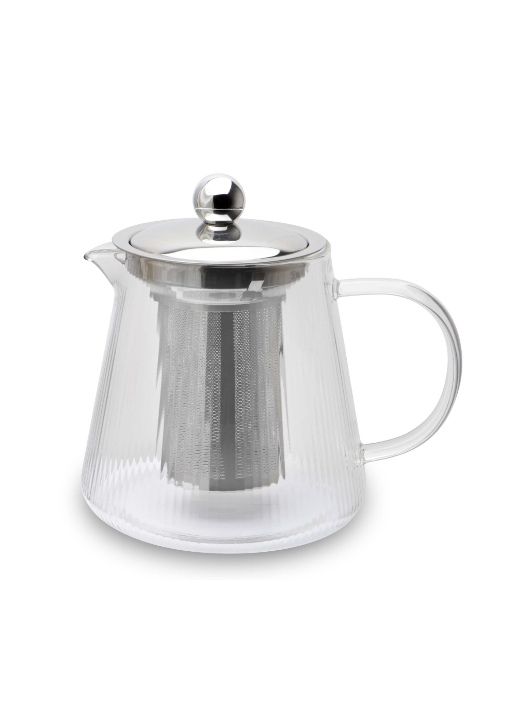 Weis 17058 Teekanne aus Borosilikatglas gerillt mit Teefilter 800ml