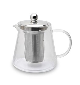 Weis 17058 Teekanne aus Borosilikatglas gerillt mit Teefilter 800ml