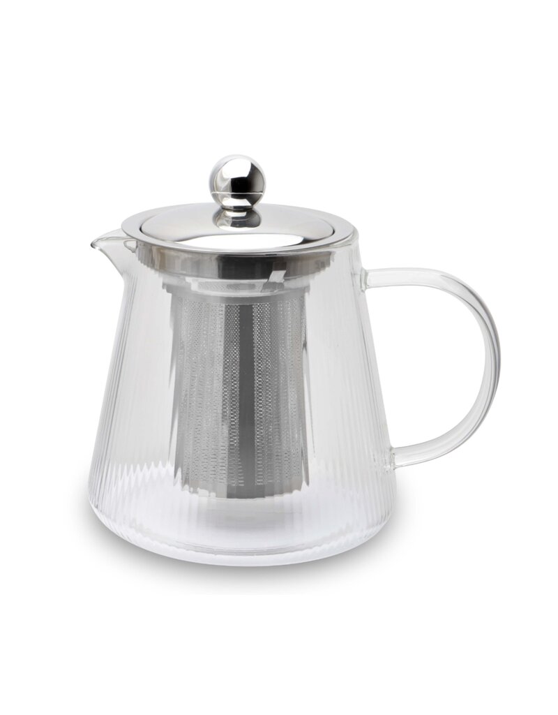 Weis 17058 Teekanne aus Borosilikatglas gerillt mit Teefilter 800ml