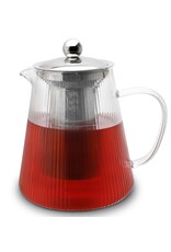 Weis 17059 Teekanne aus Borosilikatglas gerillt mit Teefilter 1,2L