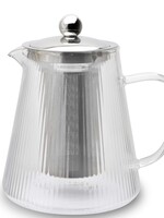 Weis 17059 Teekanne aus Borosilikatglas gerillt mit Teefilter 1,2L
