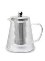 Weis 17059 Teekanne aus Borosilikatglas gerillt mit Teefilter 1,2L